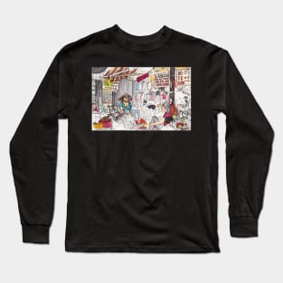 Hanoi market scene sketch Long Sleeve T-Shirt